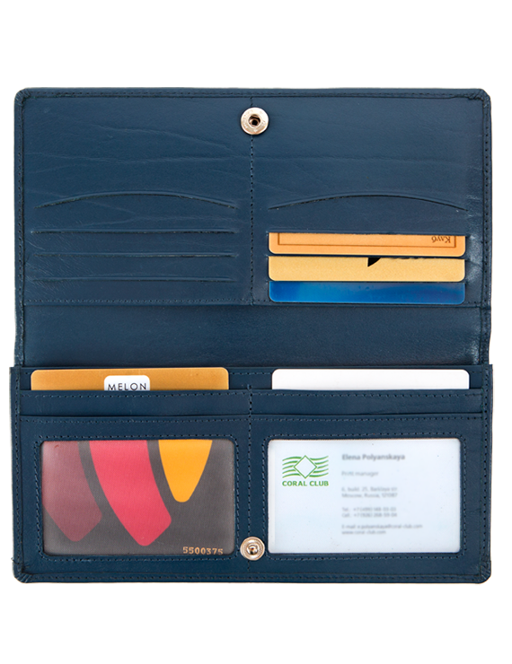 Portfel-portmonetka damska skórzana granatowa